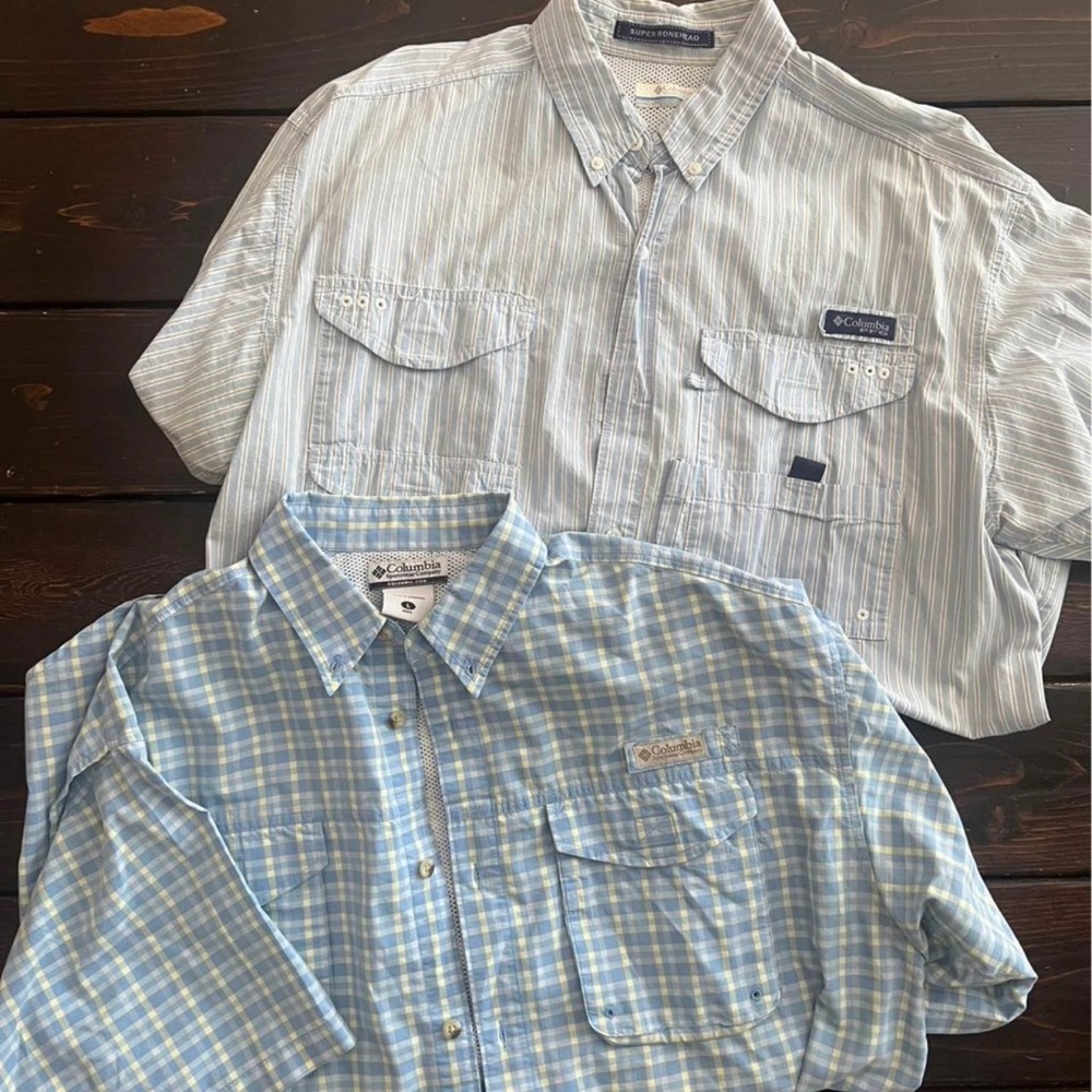 Set of 2 mens large Columbia pfg button down shirts